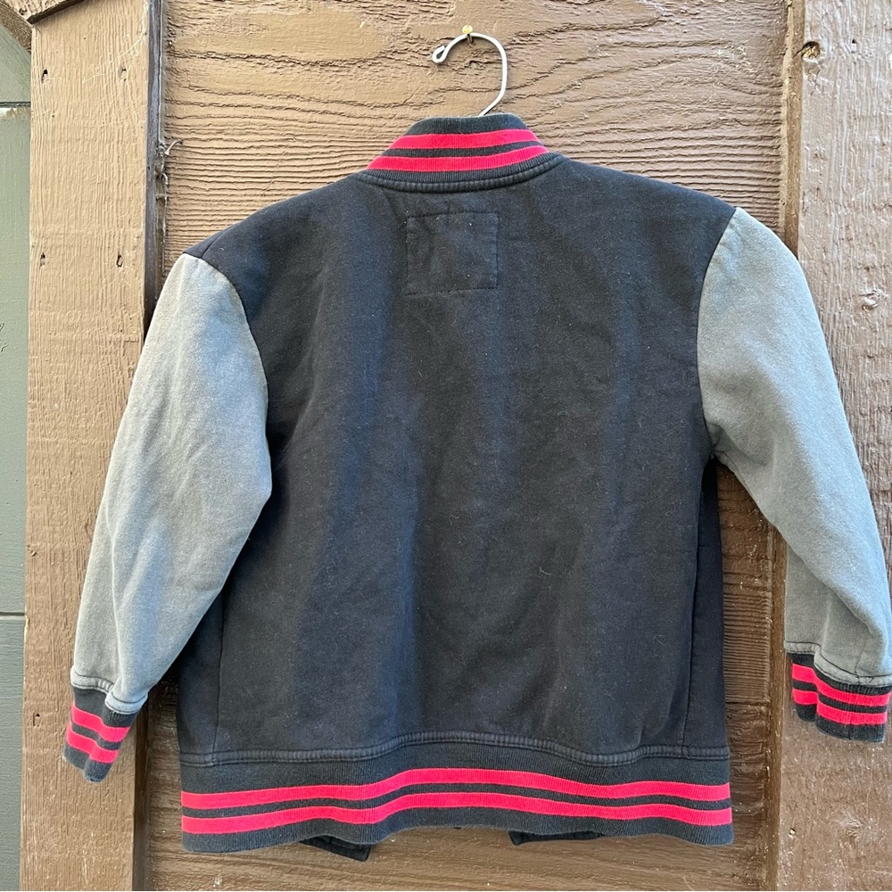 Drummer Rock n Roll Kids Black and Gray Varsity Jacket with Red Accents - Picture 7 of 7